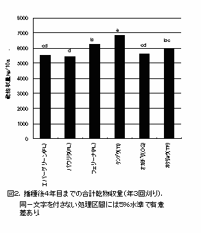 図2 播種後4年目までの合計乾物収量