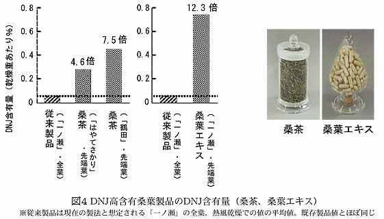 図4 DNJ高含有桑葉製品のDNJ含有量