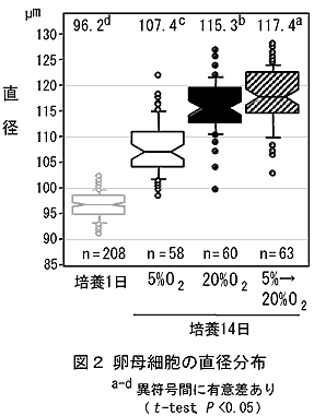 図2 卵母細胞の直径分布