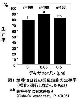 図1 培養19日後の卵母細胞の生存率(裸化・退行しなかったもの)