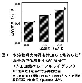 図3. 水溶性褐変物質を添加して培養した場合の液体培地中蛋白質量