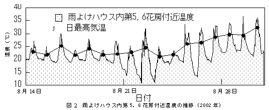 図2 雨よけハウス内第5,6 花房付近温度の推移