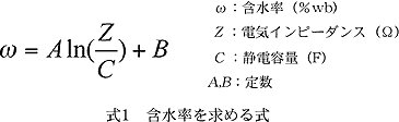 式1 含水率を求める式