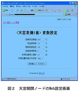 図2 天窓開閉ノードのWeb設定画面