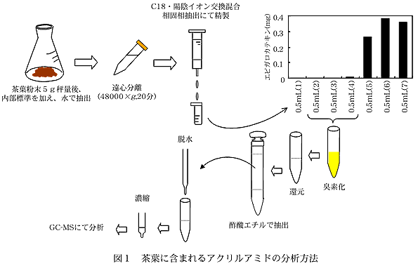 図1 茶葉に含まれるアクリルアミドの分析方法