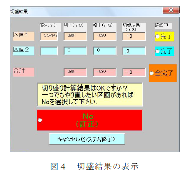 図4 切盛結果の表示