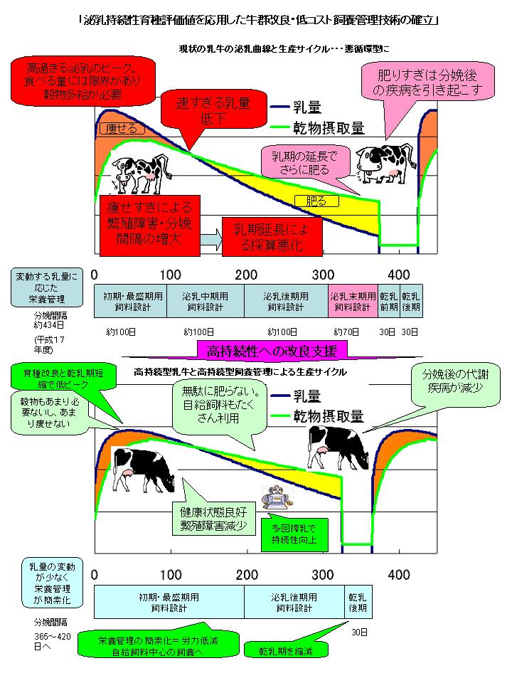 図.泌乳持続性育種評価値を応用した牛群改良・低コスト飼養管理技術の確立