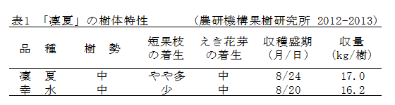 凜夏の樹体特性