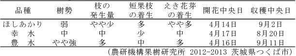 「ほしあかり」の樹体特性