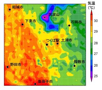 図6 夏季晴天日(2004年8月2日12時)の気温分布A