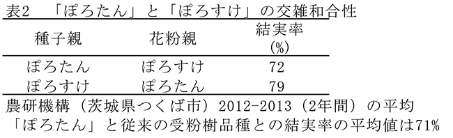 「ぽろたん」と「ぽろすけ」の交雑和合成