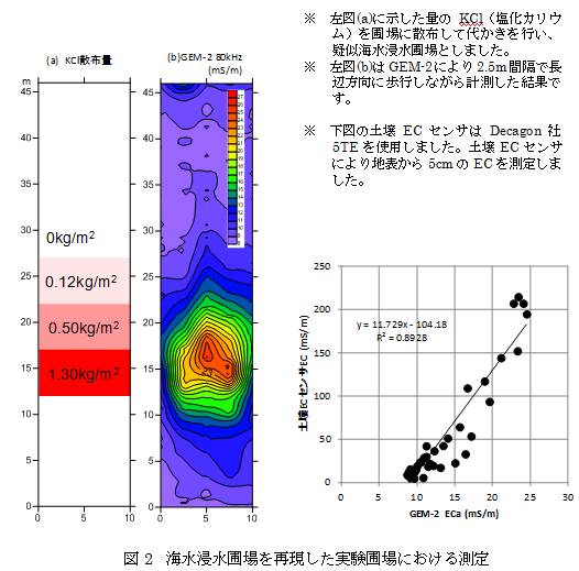 図2 海水浸水圃場を再現した実験圃場における測定