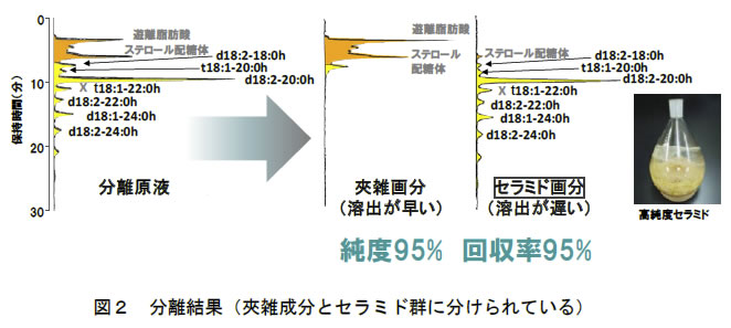 図2 分離結果(夾雑成分とセラミド群に分けられている)