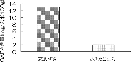 図3 「恋あずさ」と「あきたこまち」の玄米中のGABA含量