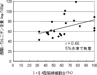 図3 筋肉線維型とカルニチン含量の関係