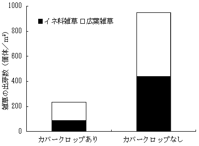 図3 カバークロップによる雑草出芽数の減少