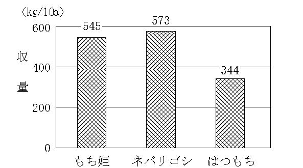 図4 「もち姫」の収量性(kg/10a)