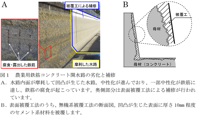 図1 農業用鉄筋コンクリート開水路の劣化と補修