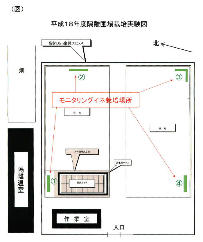 図 平成18年度隔離圃場栽培実験図